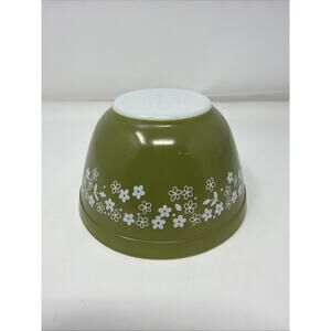 Pyrex Green Spring Blossom Crazy Daisy #401 1.5pt Mixing Bowl #2
